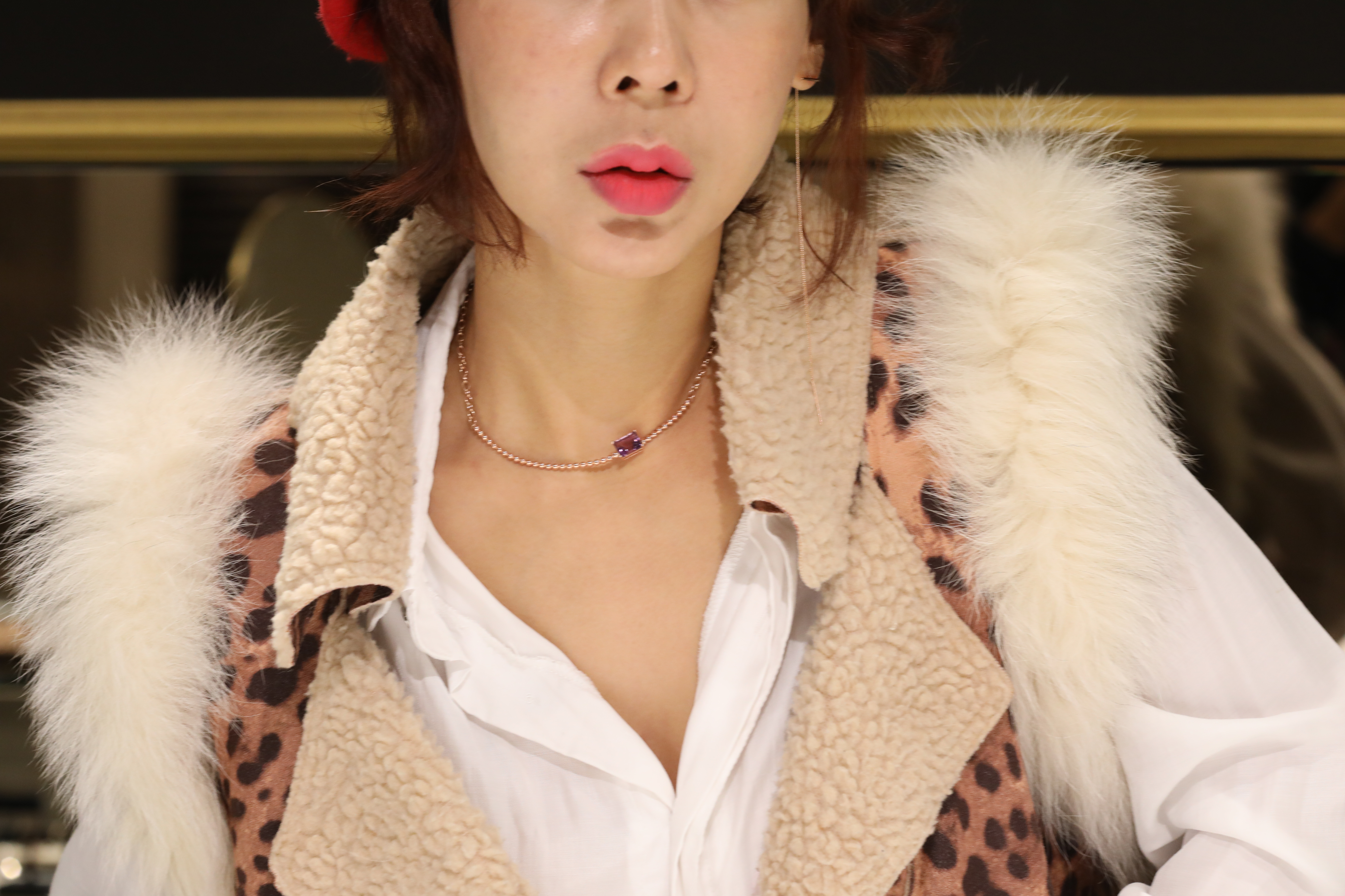 14K Square Amethyst Point Necklace Unique layered 