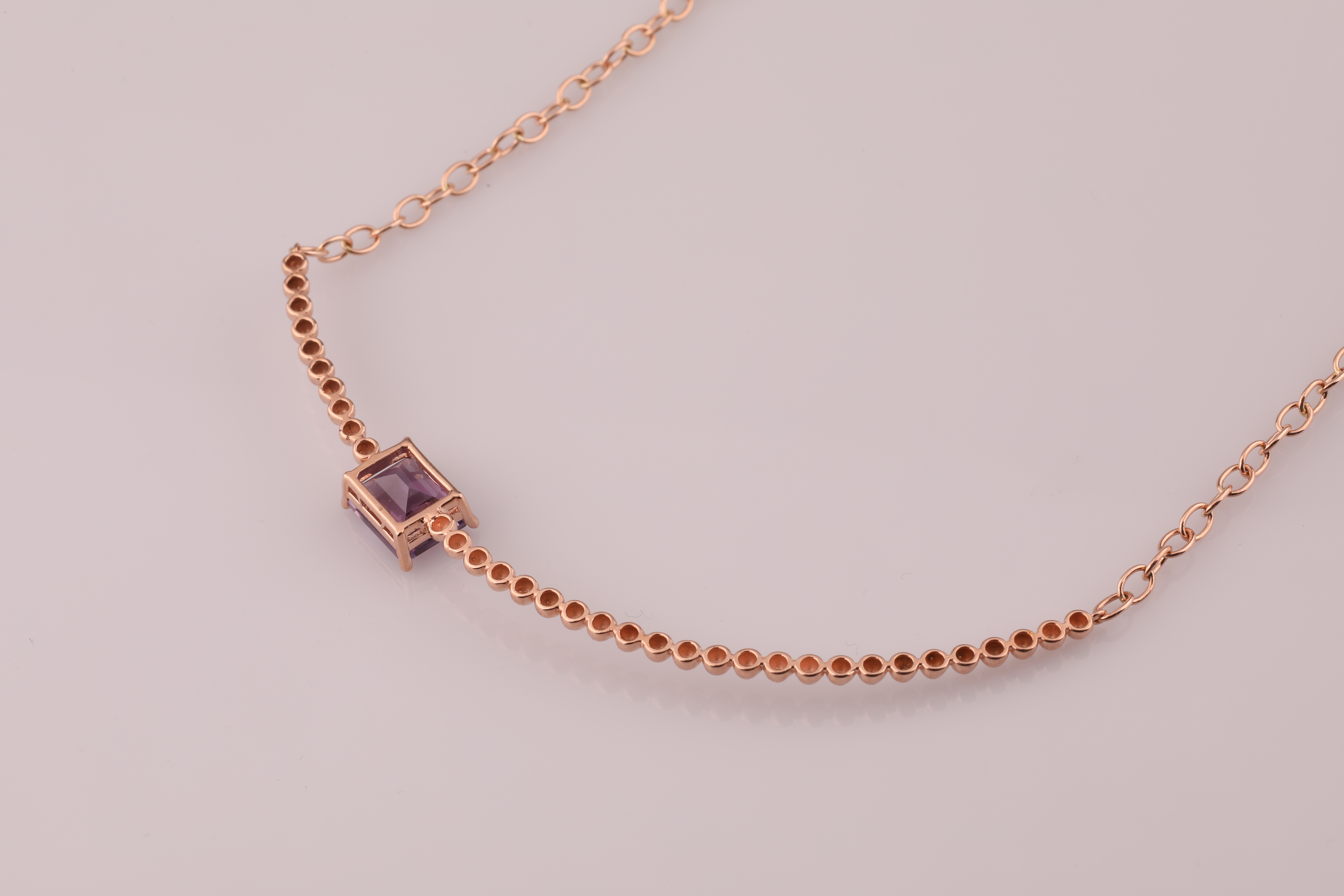 14K Square Amethyst Point Necklace Unique layered 