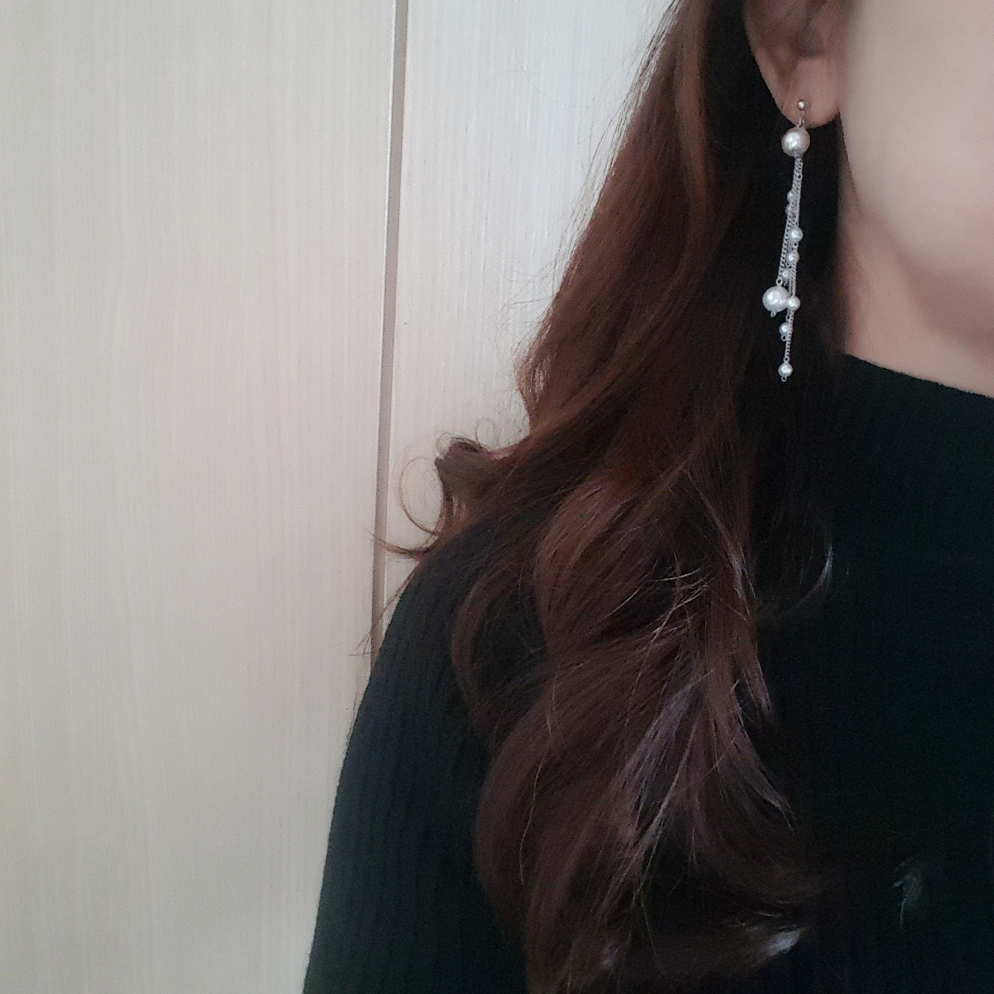 Long pearl chain Earrings Edge styling Formal blin