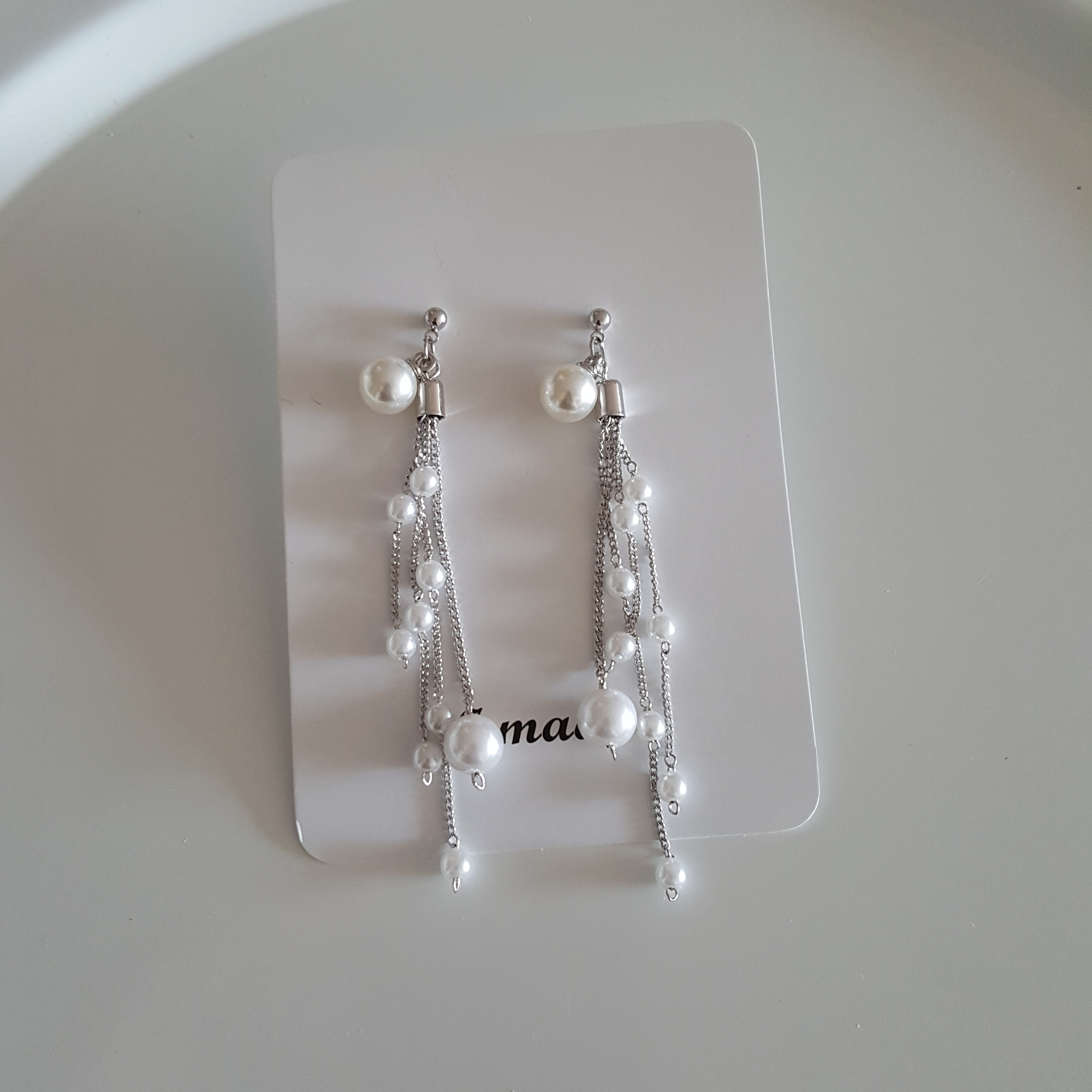 Long pearl chain Earrings Edge styling Formal blin