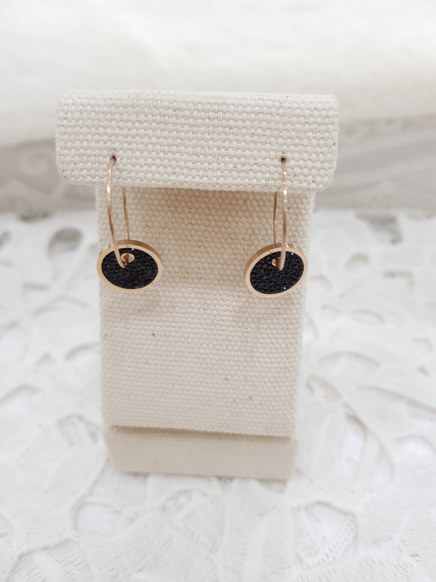 All Titanium Black Circle Mini Ring Earrings