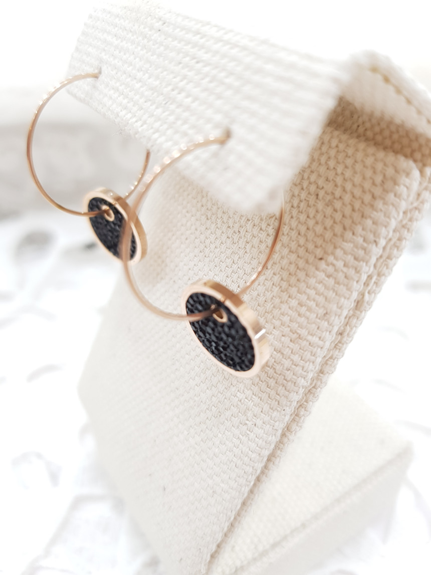 All Titanium Black Circle Mini Ring Earrings