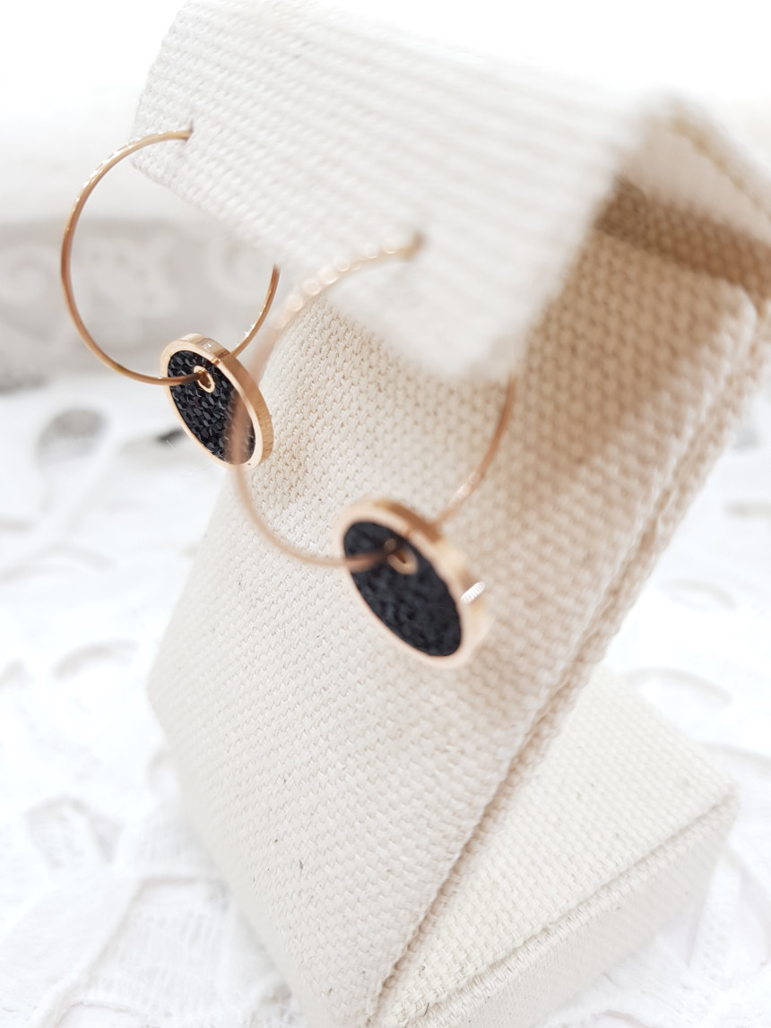 All Titanium Black Circle Mini Ring Earrings