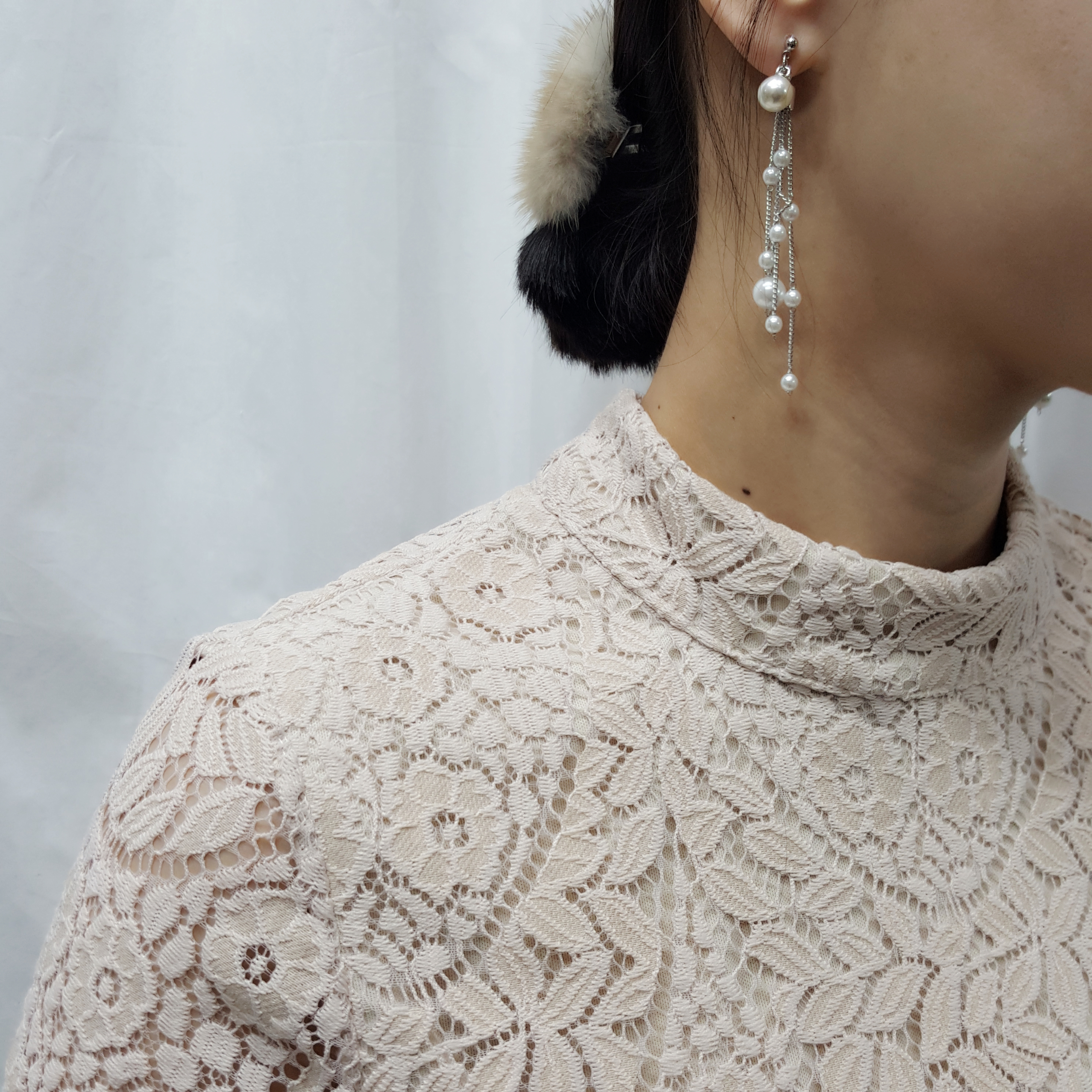 Long pearl chain Earrings Edge styling Formal blin