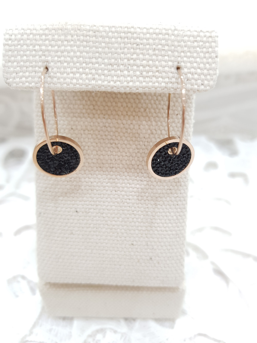 All Titanium Black Circle Mini Ring Earrings