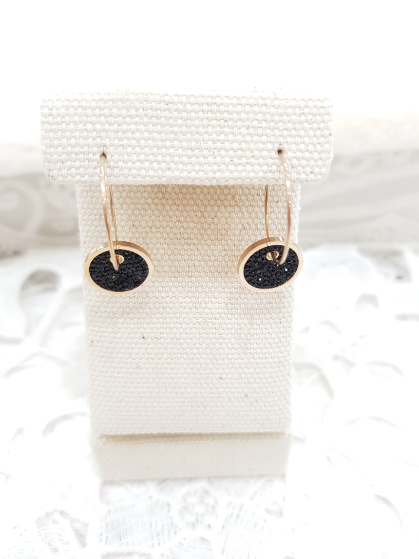 All Titanium Black Circle Mini Ring Earrings