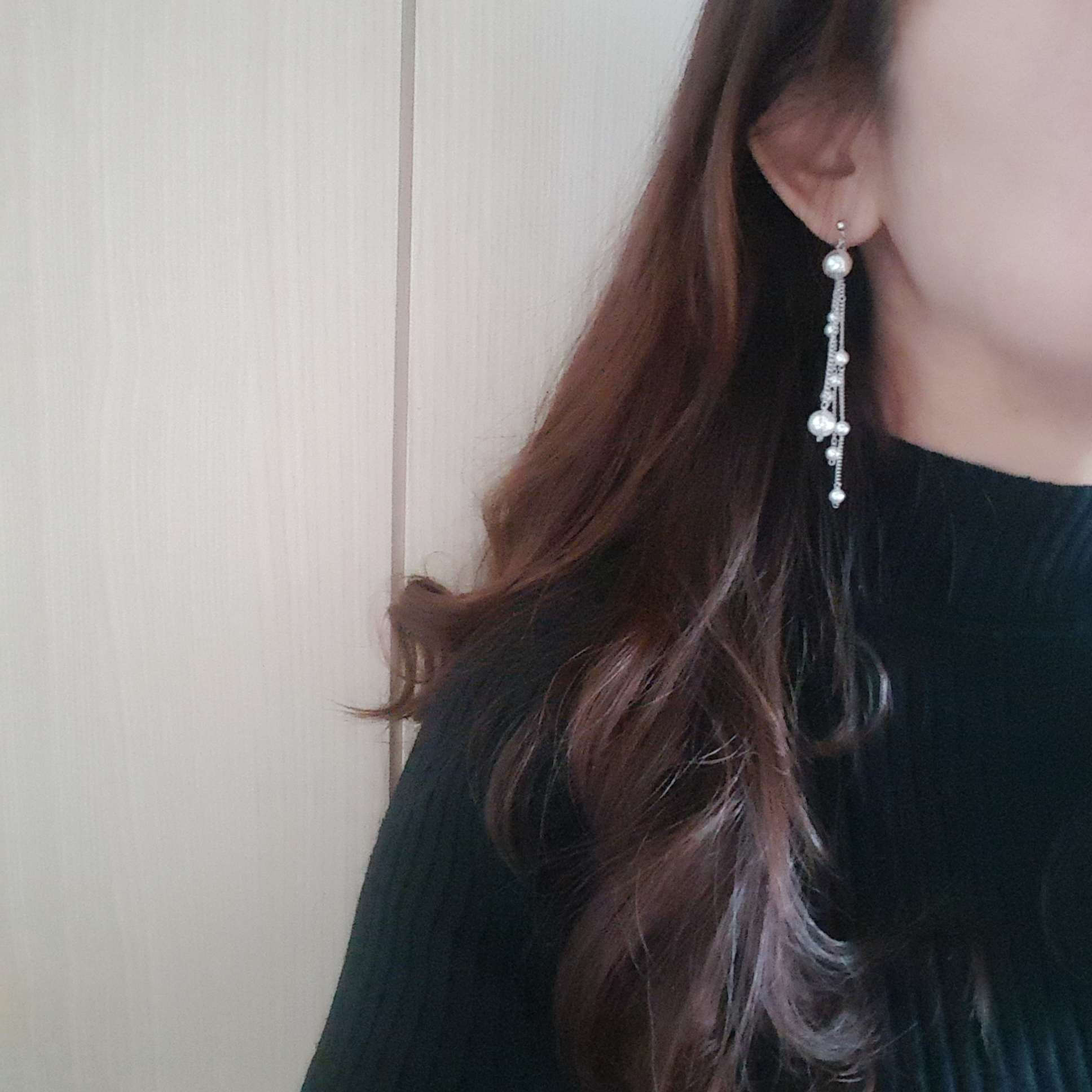 Long pearl chain Earrings Edge styling Formal blin