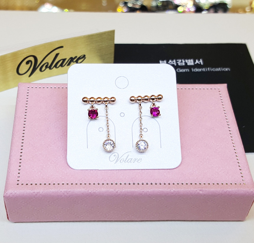 Volare p W-to-chain earrings SPE328 Edge charm tha
