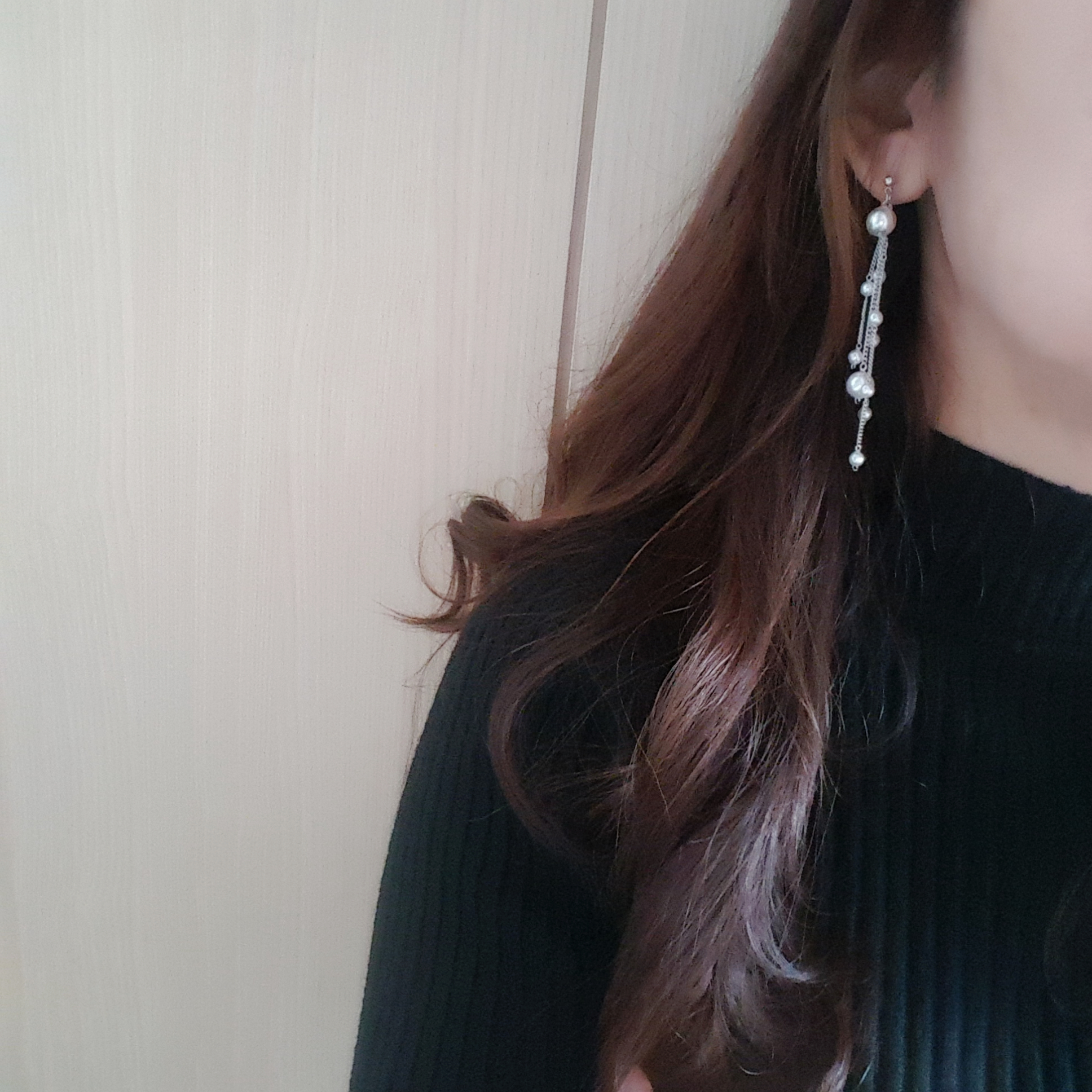 Long pearl chain Earrings Edge styling Formal blin