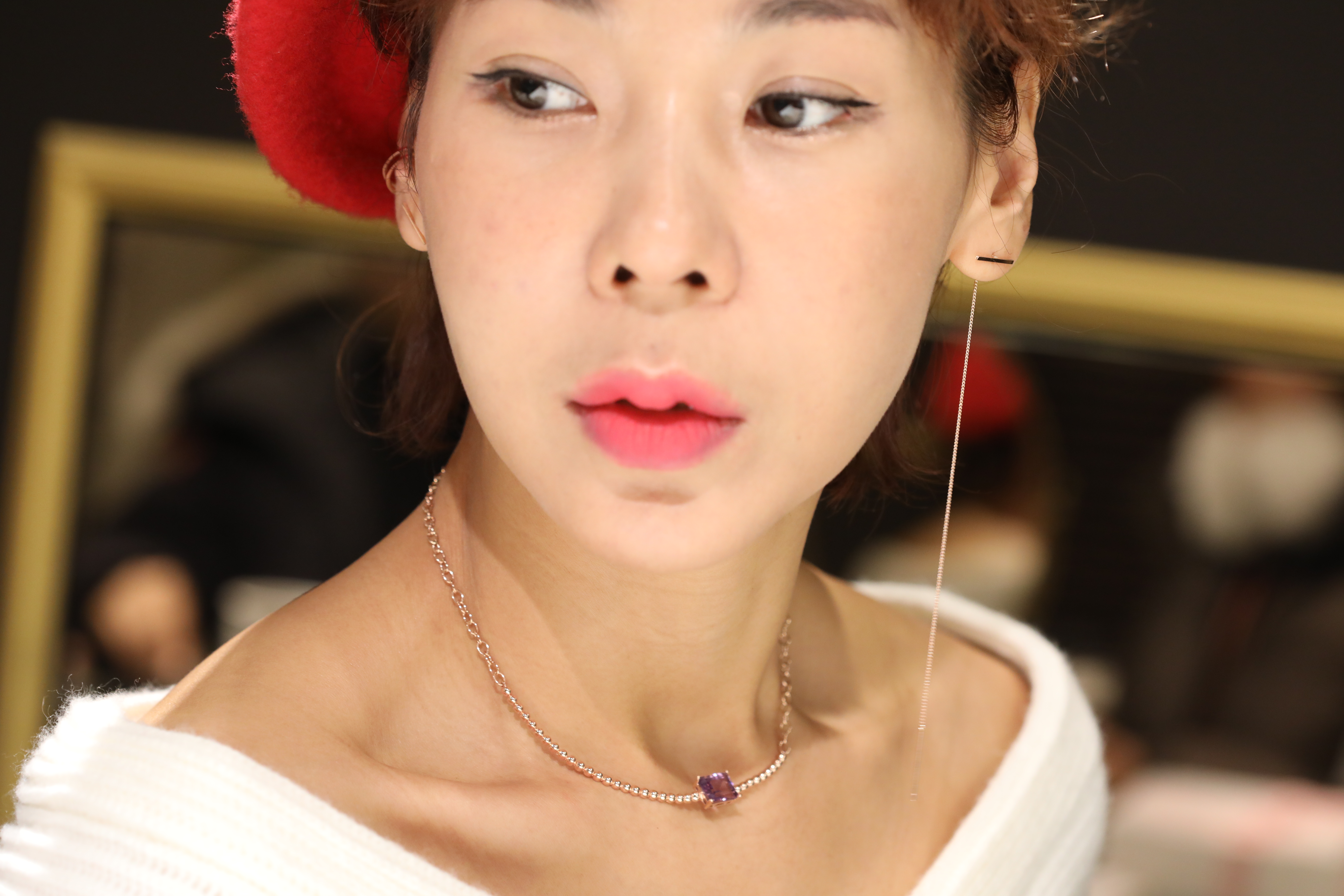 14K Square Amethyst Point Necklace Unique layered 