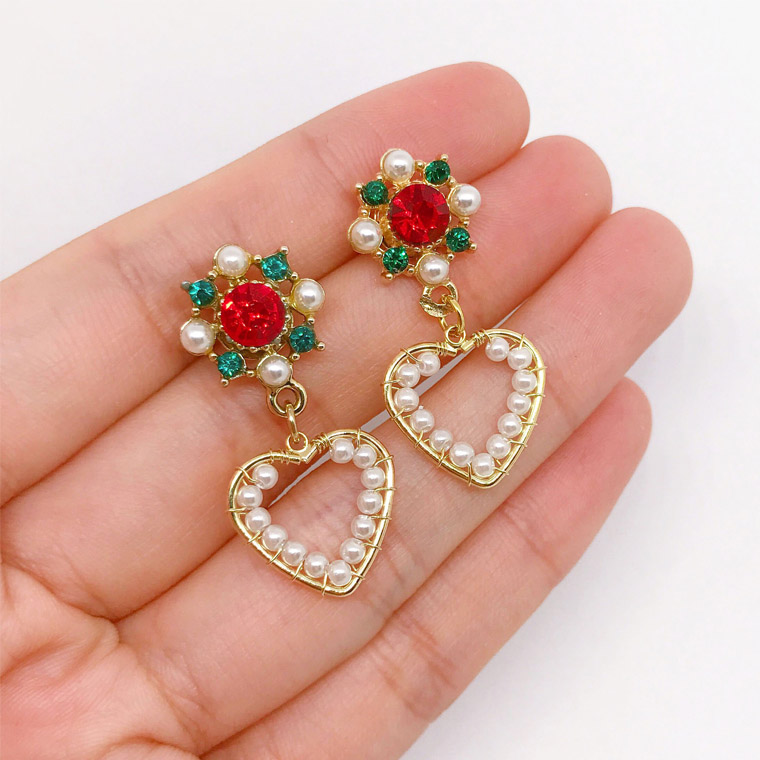 Allergy Pearl Heart Antique Earrings Bold Handmade