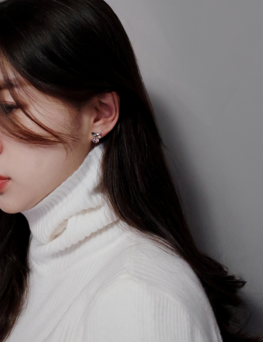 Petite Stone Mix Petals Silver Earrings Stylish Un