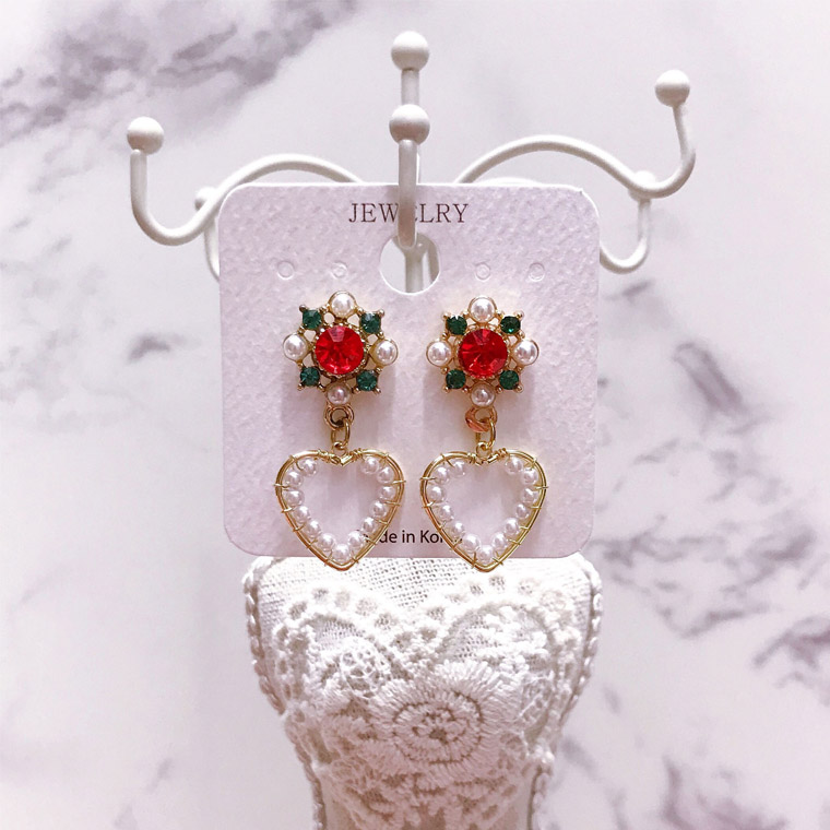 Allergy Pearl Heart Antique Earrings Bold Handmade