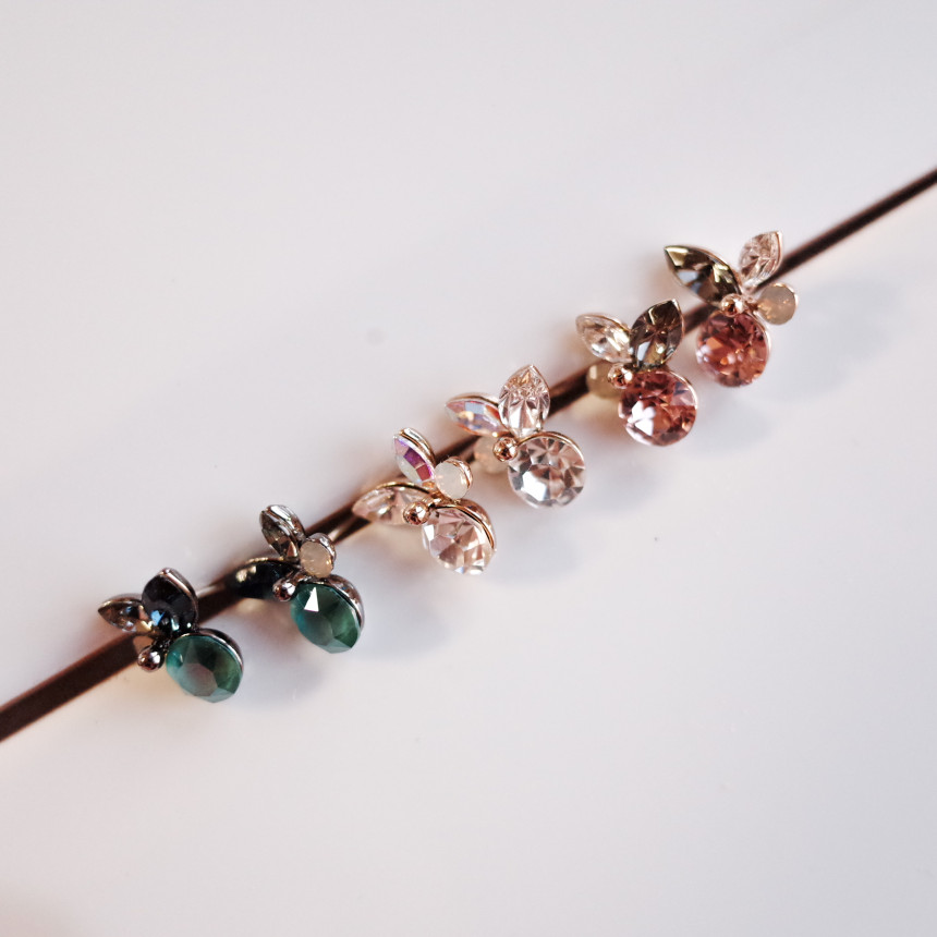 Petite Stone Mix Petals Silver Earrings Stylish Un