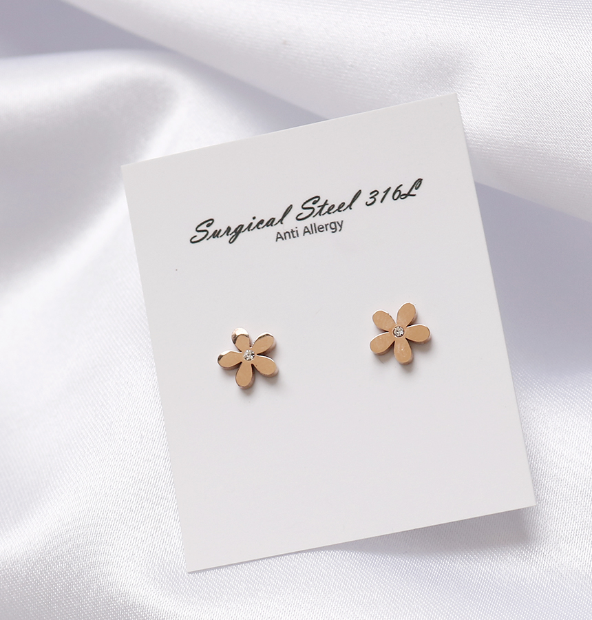 Pearl flower surprise steel earrings titanium stai