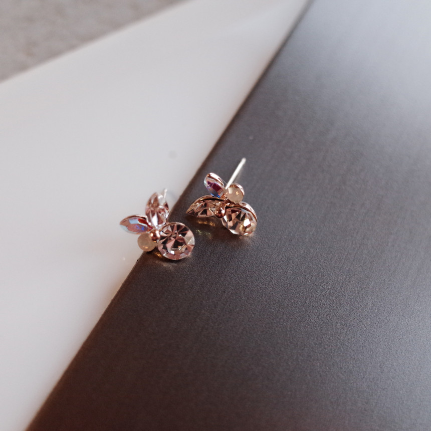 Petite Stone Mix Petals Silver Earrings Stylish Un