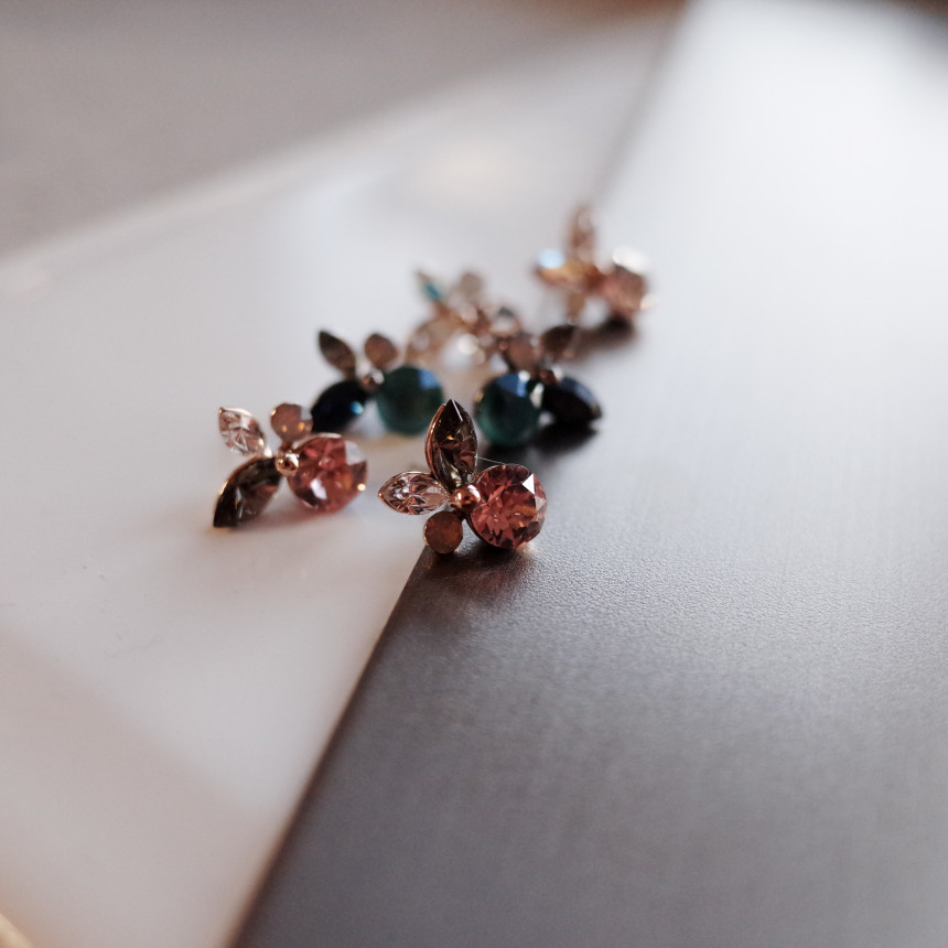 Petite Stone Mix Petals Silver Earrings Stylish Un