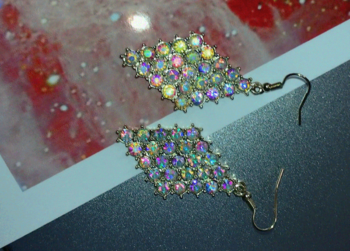 Mini Hologram Cubic Earrings Casual Bold Daily Shi
