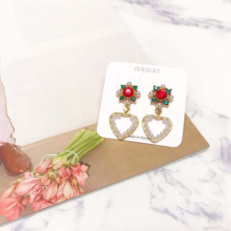 Allergy Pearl Heart Antique Earrings Bold Handmade