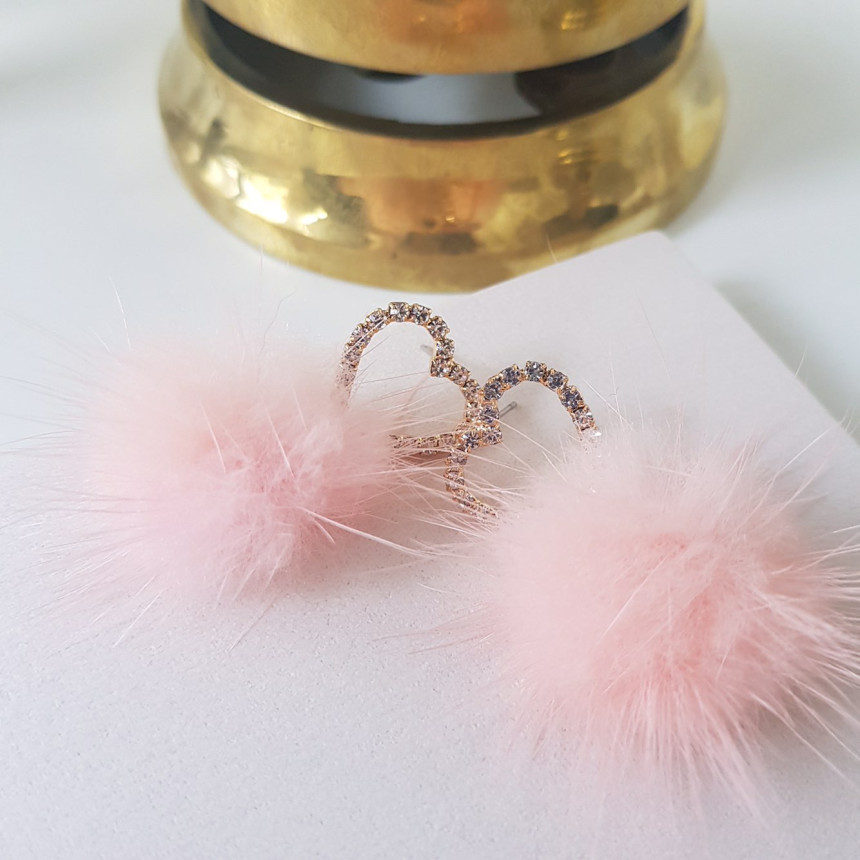 Loha Heart Cubic Mink Drop Earrings Guest Cody Lov