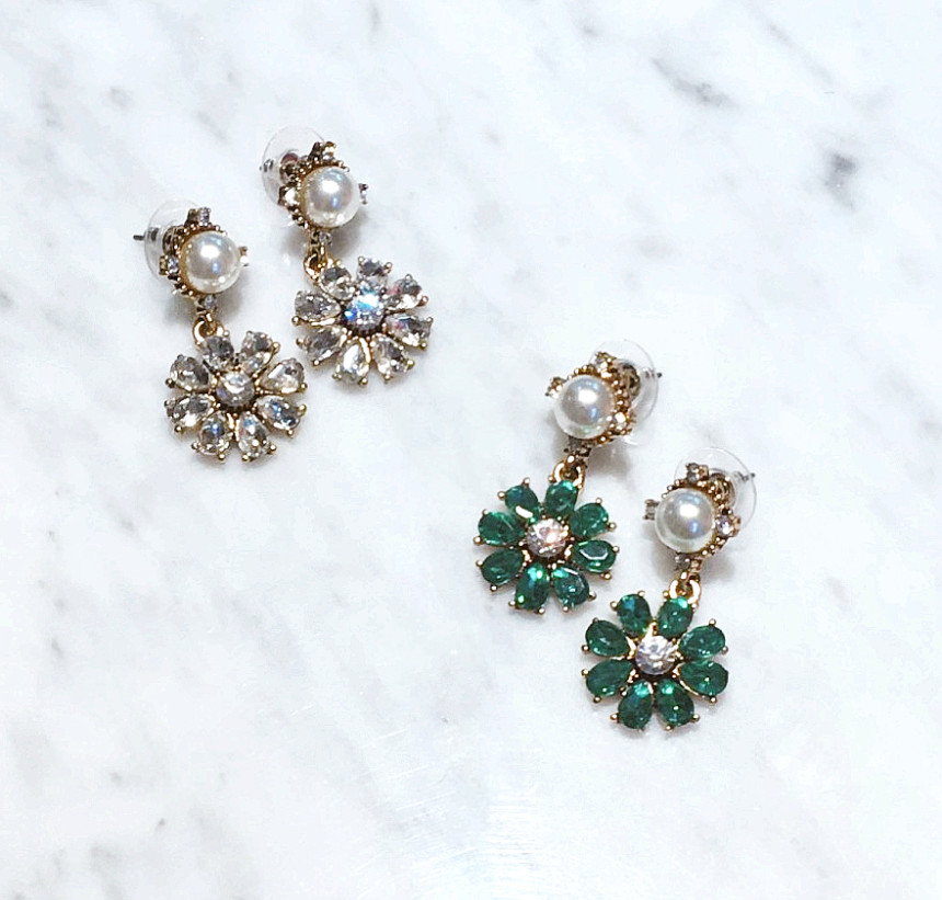 Cubic pearl drop earrings 2 colors Spring figure b