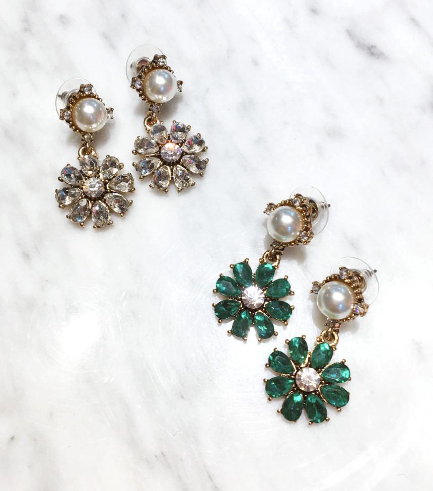 Cubic pearl drop earrings 2 colors Spring figure b