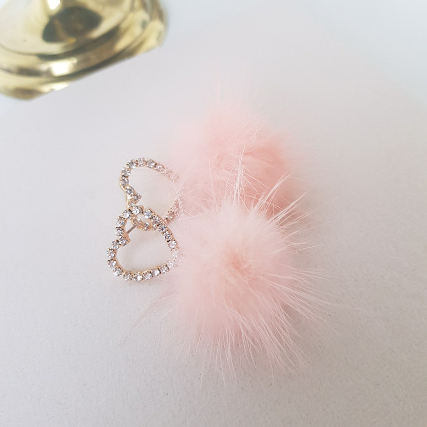 Loha Heart Cubic Mink Drop Earrings Guest Cody Lov