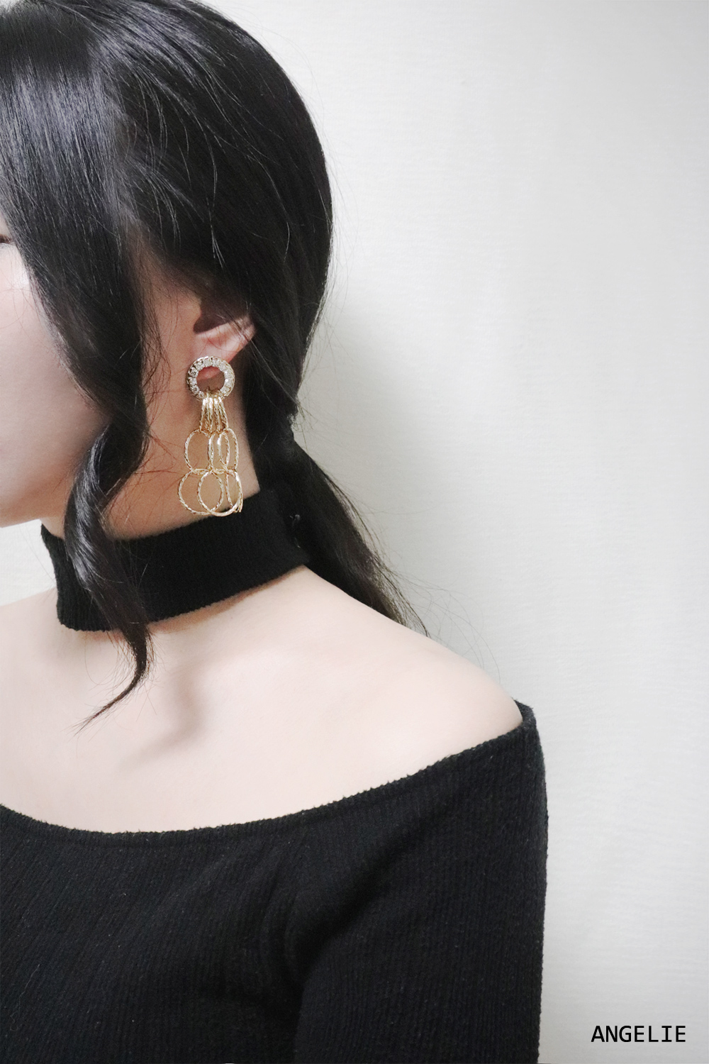 Marcia Gold Circle Earrings Twenties Drop Clubs Lo
