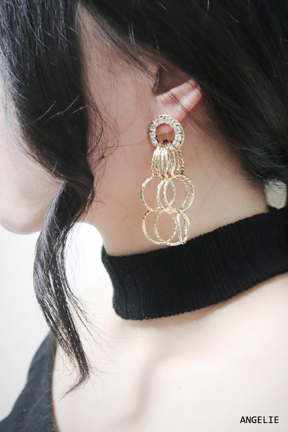 Marcia Gold Circle Earrings Twenties Drop Clubs Lo