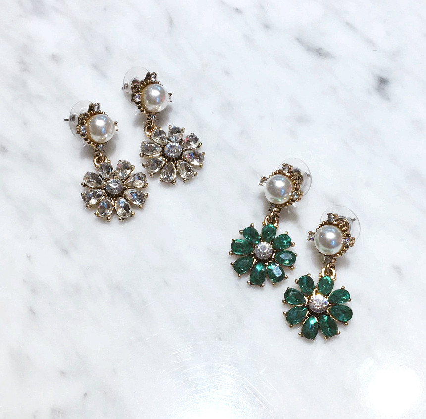 Cubic pearl drop earrings 2 colors Spring figure b