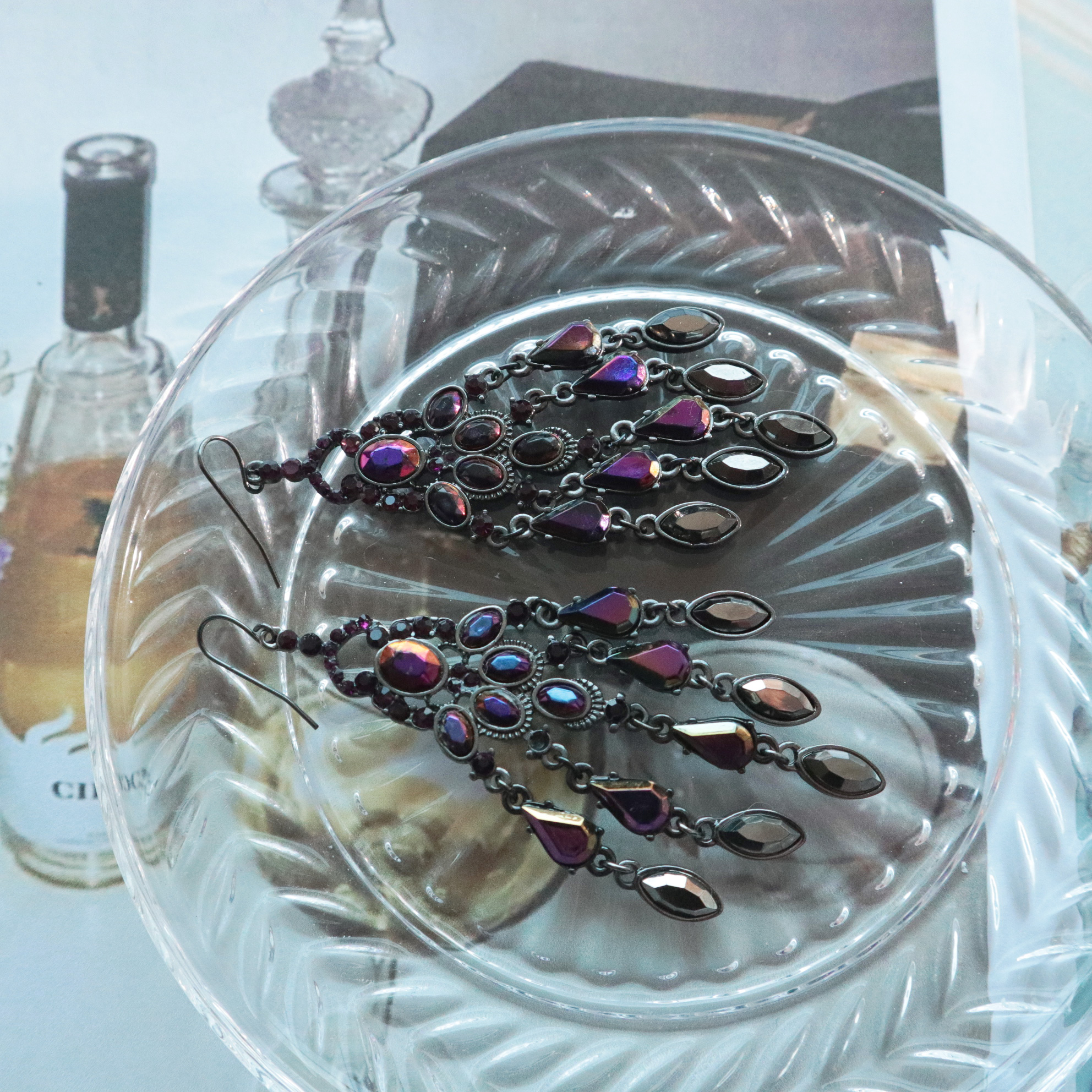 Purple Chandelier Bold Earrings Party New Year Col