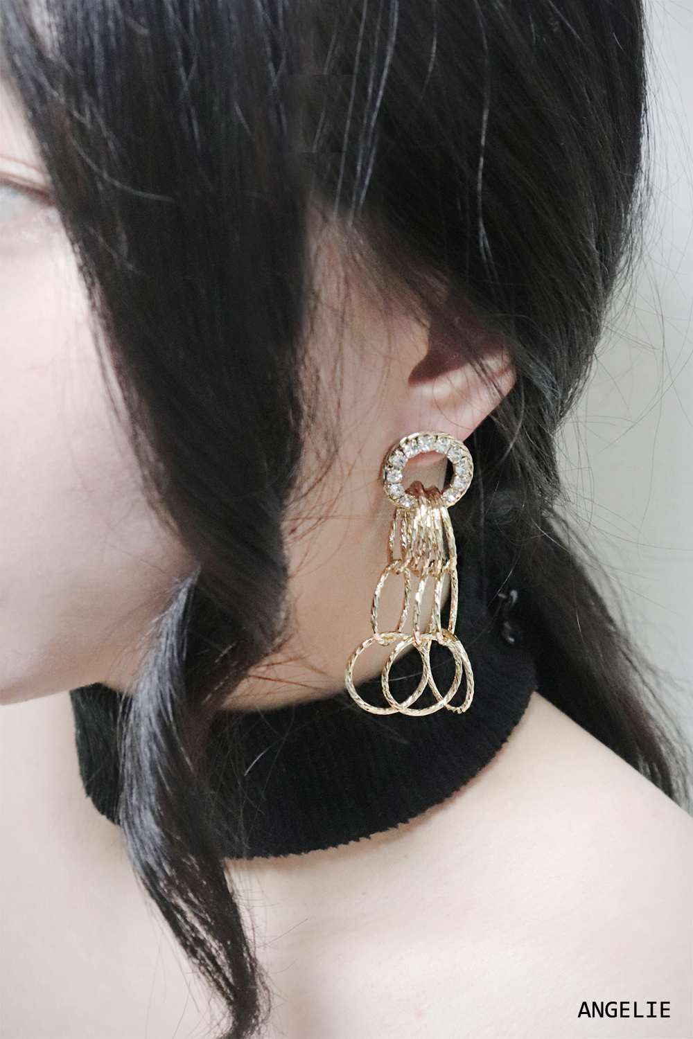 Marcia Gold Circle Earrings Twenties Drop Clubs Lo