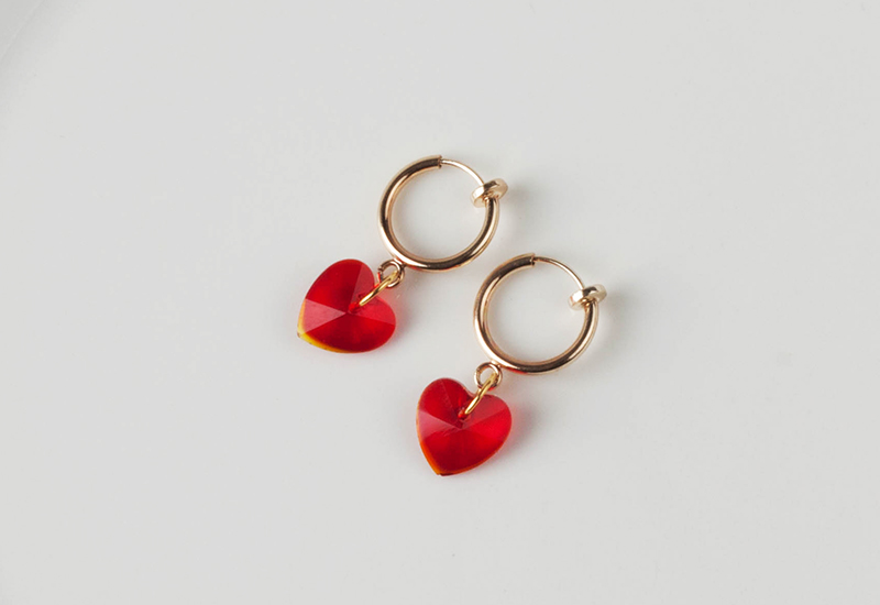 Heart pearl drop earrings 6PC set Swarovski non-pi