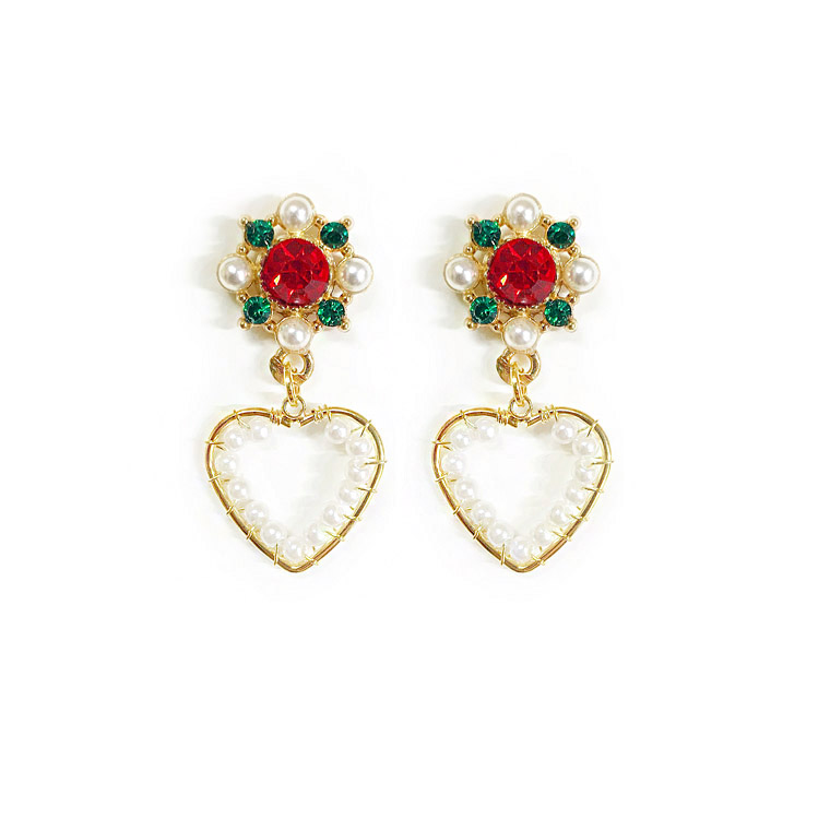 Allergy Pearl Heart Antique Earrings Bold Handmade