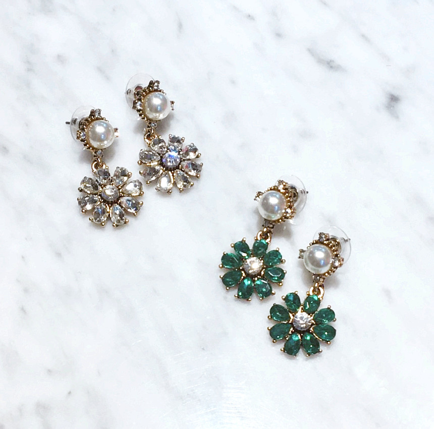 Cubic pearl drop earrings 2 colors Spring figure b