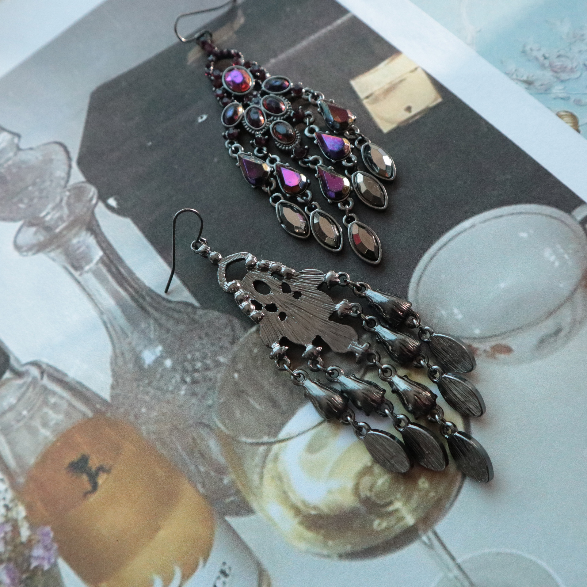 Purple Chandelier Bold Earrings Party New Year Col