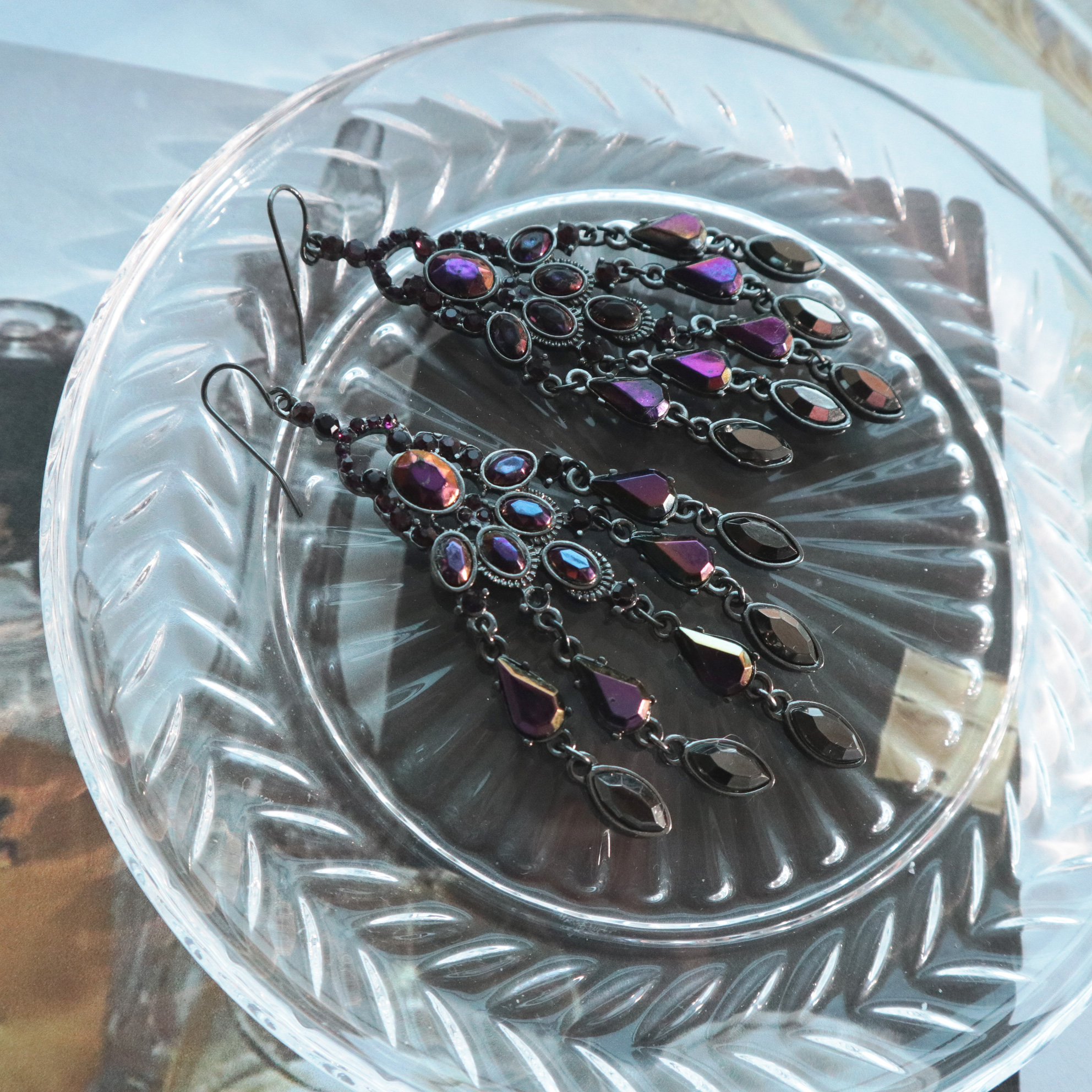 Purple Chandelier Bold Earrings Party New Year Col