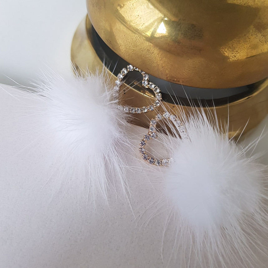 Loha Heart Cubic Mink Drop Earrings Guest Cody Lov