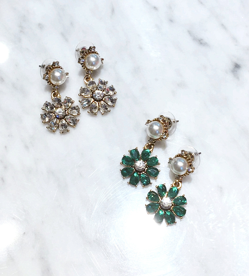 Cubic pearl drop earrings 2 colors Spring figure b