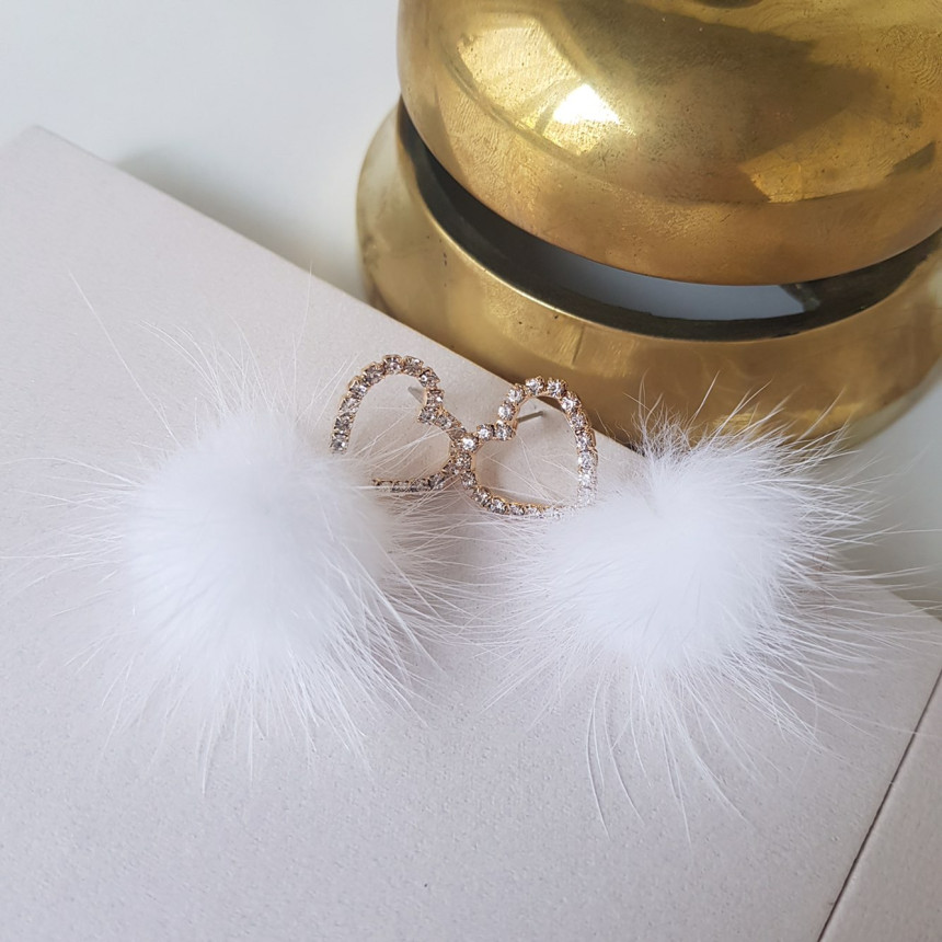 Loha Heart Cubic Mink Drop Earrings Guest Cody Lov