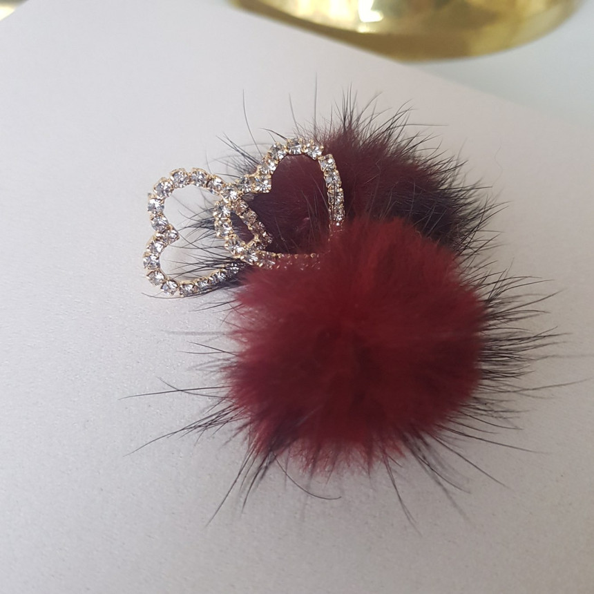 Loha Heart Cubic Mink Drop Earrings Guest Cody Lov