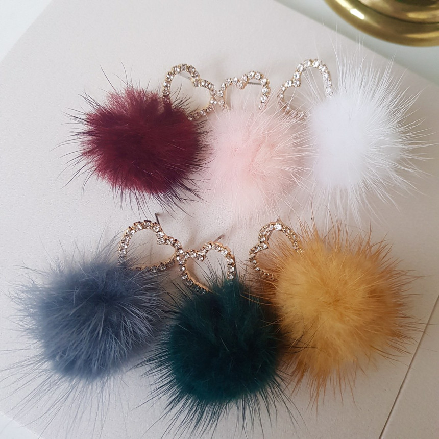 Loha Heart Cubic Mink Drop Earrings Guest Cody Lov