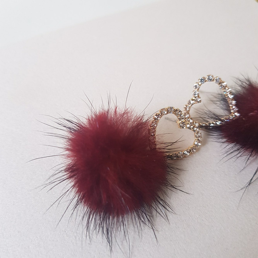 Loha Heart Cubic Mink Drop Earrings Guest Cody Lov