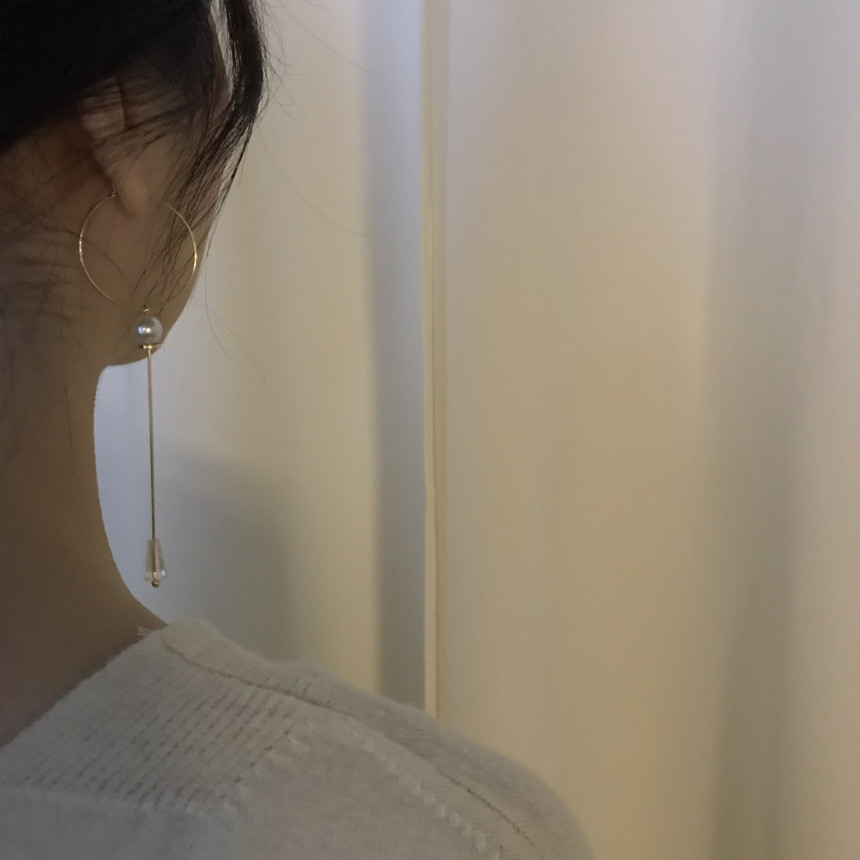 Lacy Crystal Drop Ring Earrings 2color Classic Loo