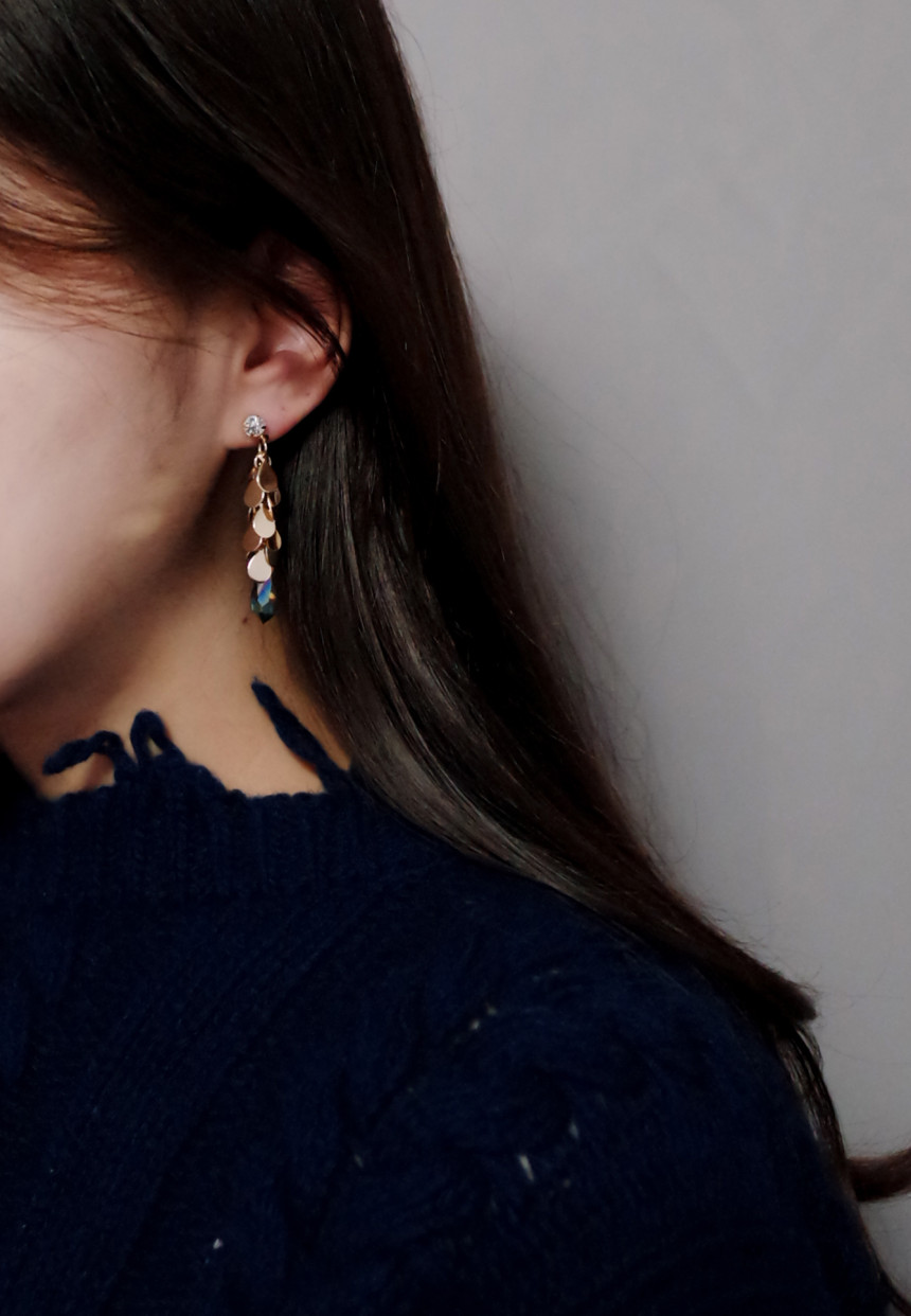 NO.75 Bullet Glass Kangkalan Stone Post Earrings S