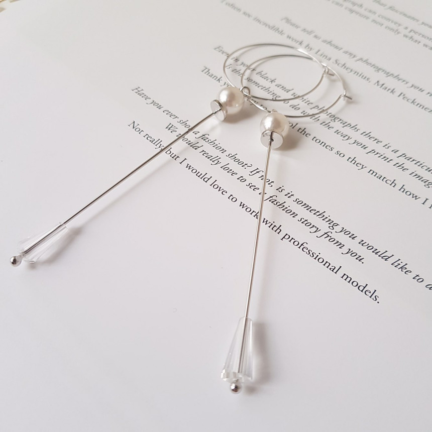 Lacy Crystal Drop Ring Earrings 2color Classic Loo