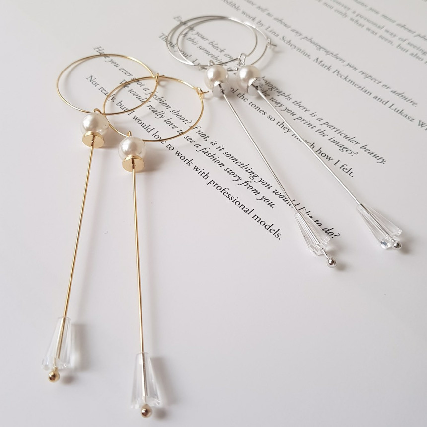 Lacy Crystal Drop Ring Earrings 2color Classic Loo