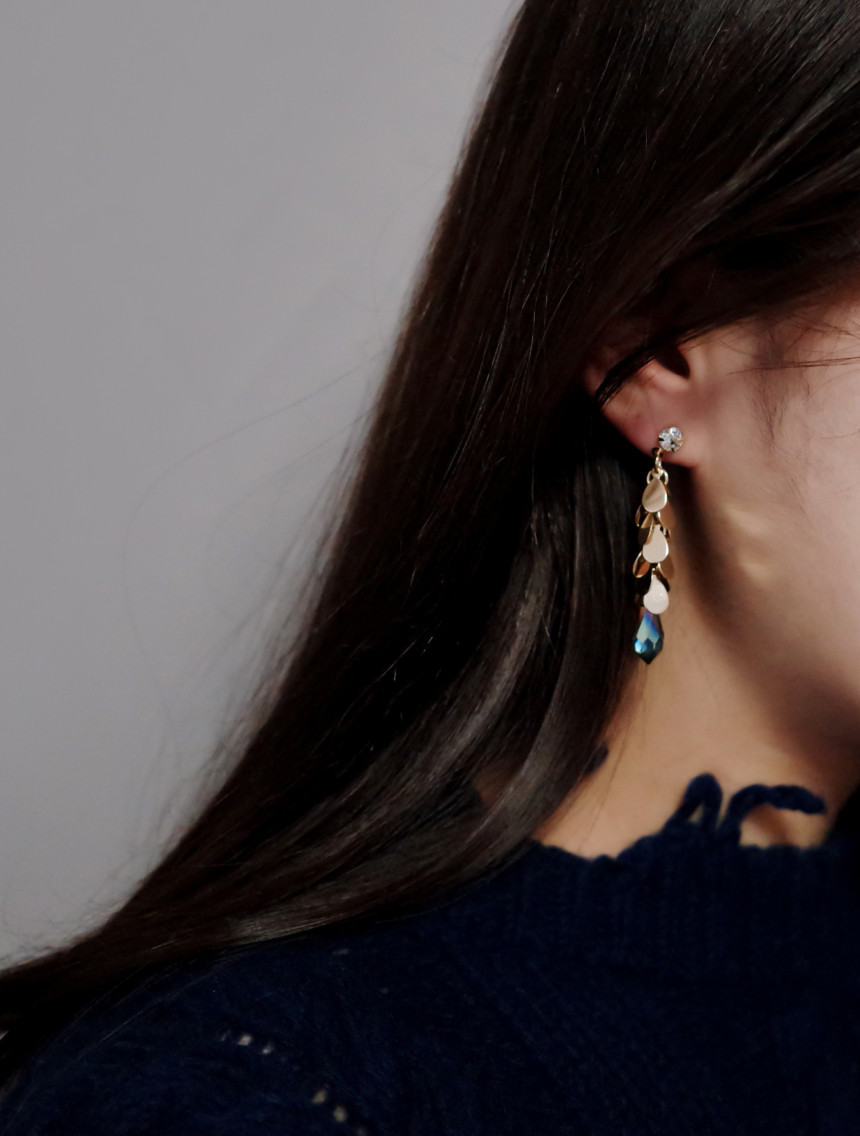 NO.75 Bullet Glass Kangkalan Stone Post Earrings S