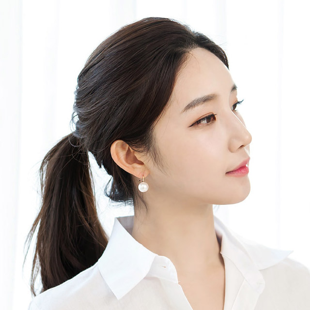 오스트리아 크리스탈 펄 고리형 후크 왕 진주 귀걸이 10mm - 상세 이미지 4