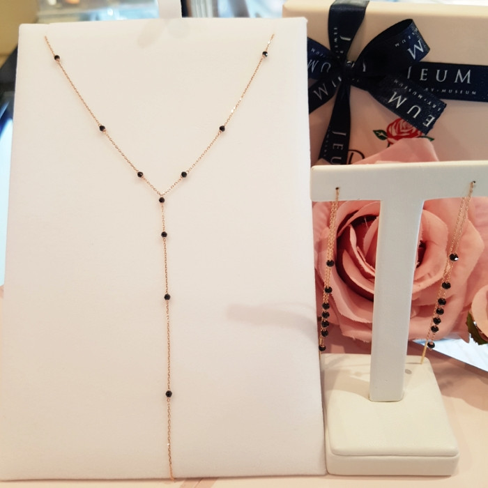 Rose Montgomery Black Spinel Y-shaped Necklace RL0